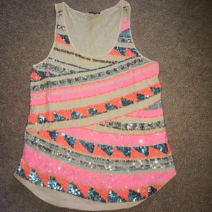 Sequin Sparkle Express Tank Top Size Small